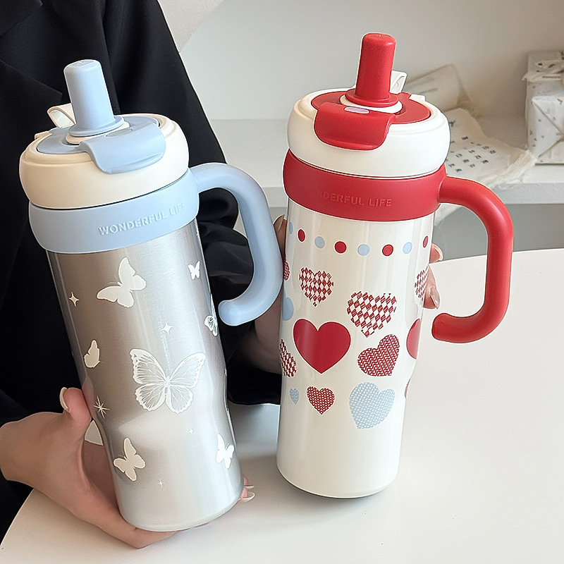 巨无霸水杯大容量耐高温女生运动水壶大号tritan高颜值吸管冰霸杯产品图