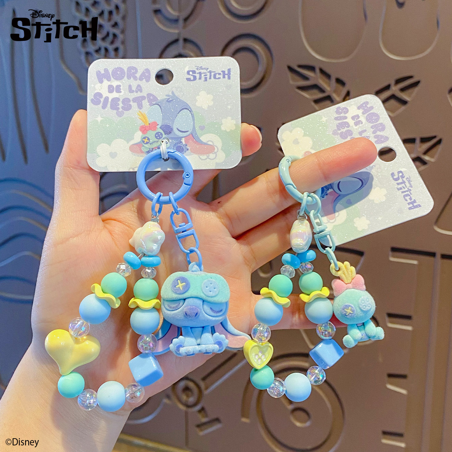 正版史迪奇玩偶植绒公仔钥匙扣女精致手机链串珠钥匙链情侣包挂件