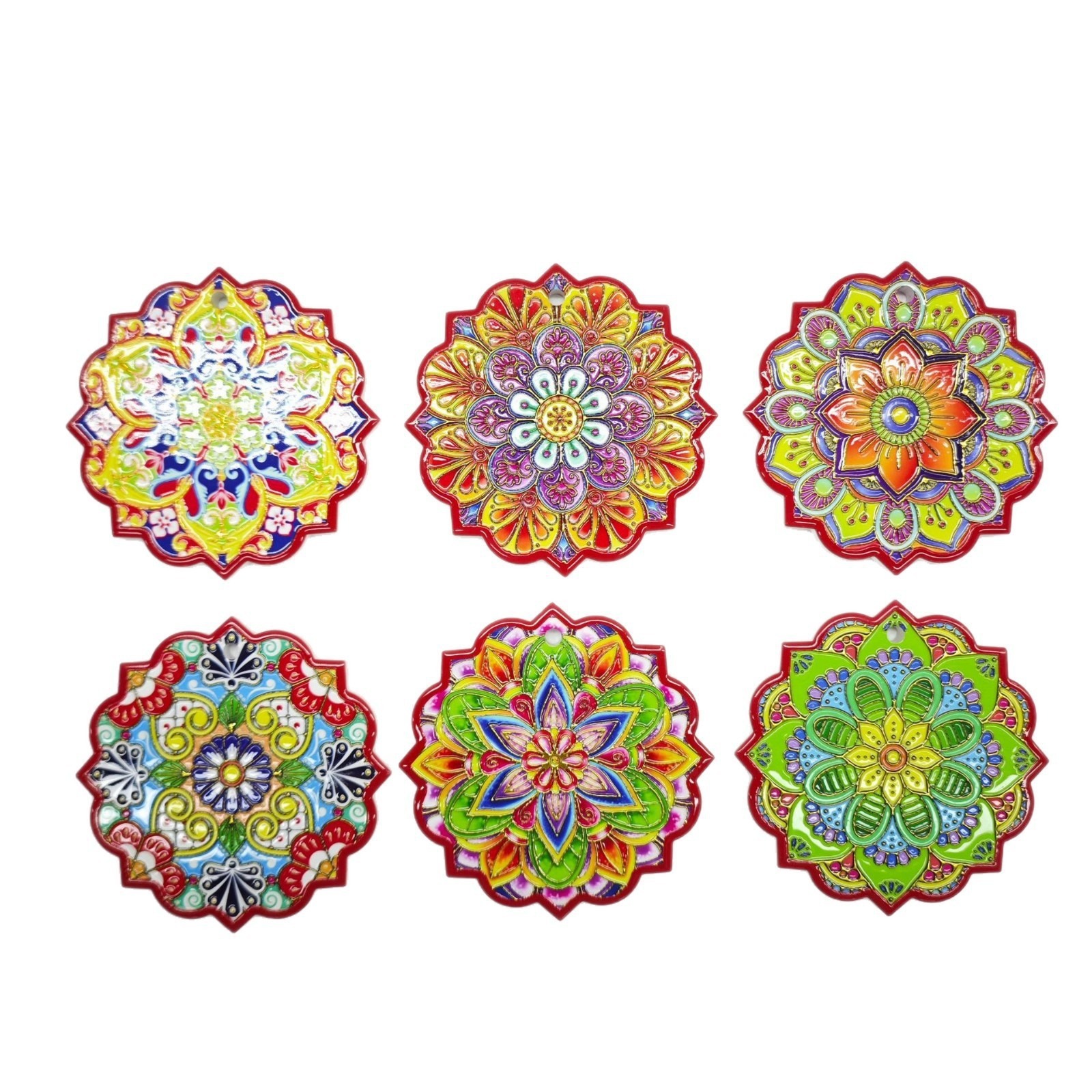 Multi-angled petal retro patterned ceramic 3D embossed and embossed coasters, home decorative, heat-insulating and waterproof coasters Item Picture