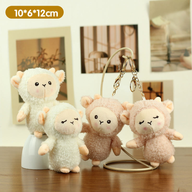 Cute little sheep plush toy pendant, muddled sheep bag pendant, keychain figurine, schoolbag pendant, little sheep details Picture