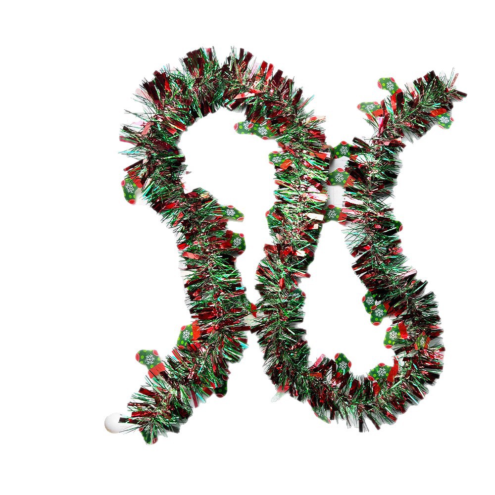 Christmas tree decoration strips 2 meters and 10 meters, Christmas atmosphere red and green color strips scene arrangement, Christmas snowman wool strips Item Picture