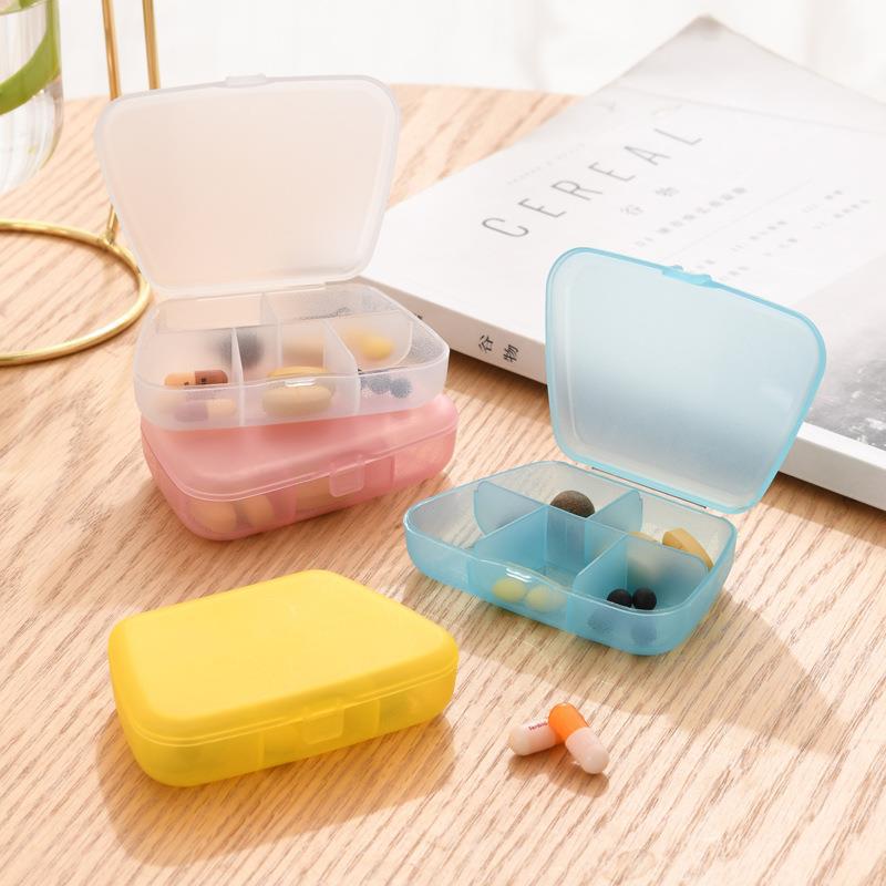 The new 5-compartment small medicine box, pill box, portable tablet packaging and storage box, shaker cup accessory can be printed with logo