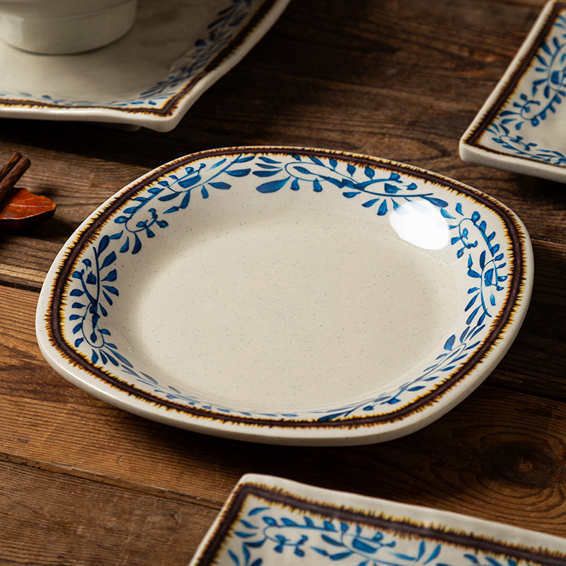 Creative A5 Melamine imitation porcelain plate hot pot buffet, restaurant lace round plate, commercial restaurant, hotel Chinese trendy style Application Scenario