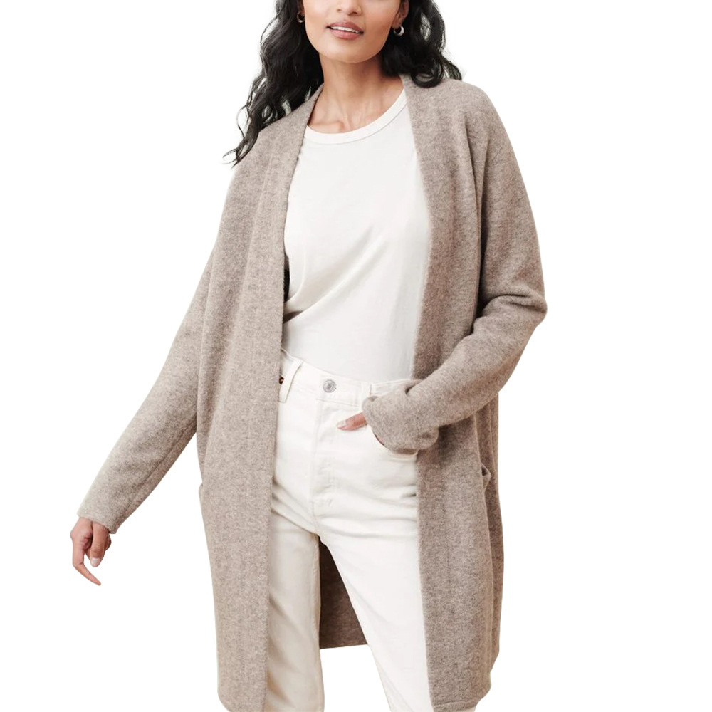 The new Amazon cardigan for the 2025 autumn/winter collection features an elegant and stylish solid-color knitted top for women Item Picture