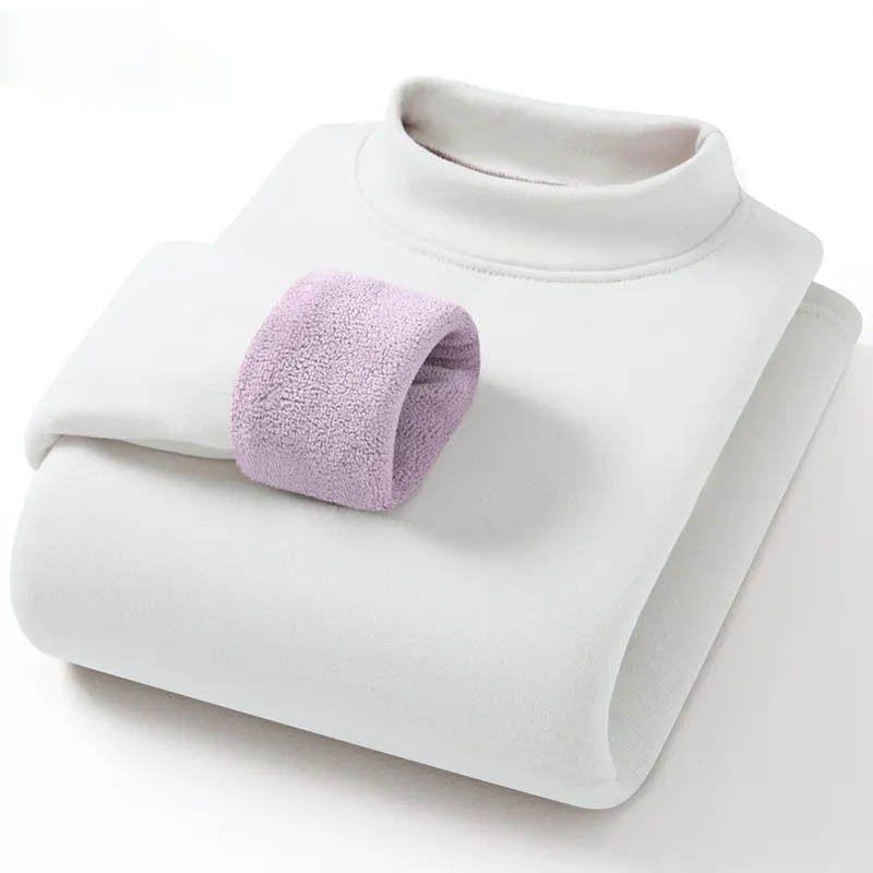 冬季【驼绒巨厚】女士半高领加绒加厚打底衫保暖内衣单上衣T恤细节图