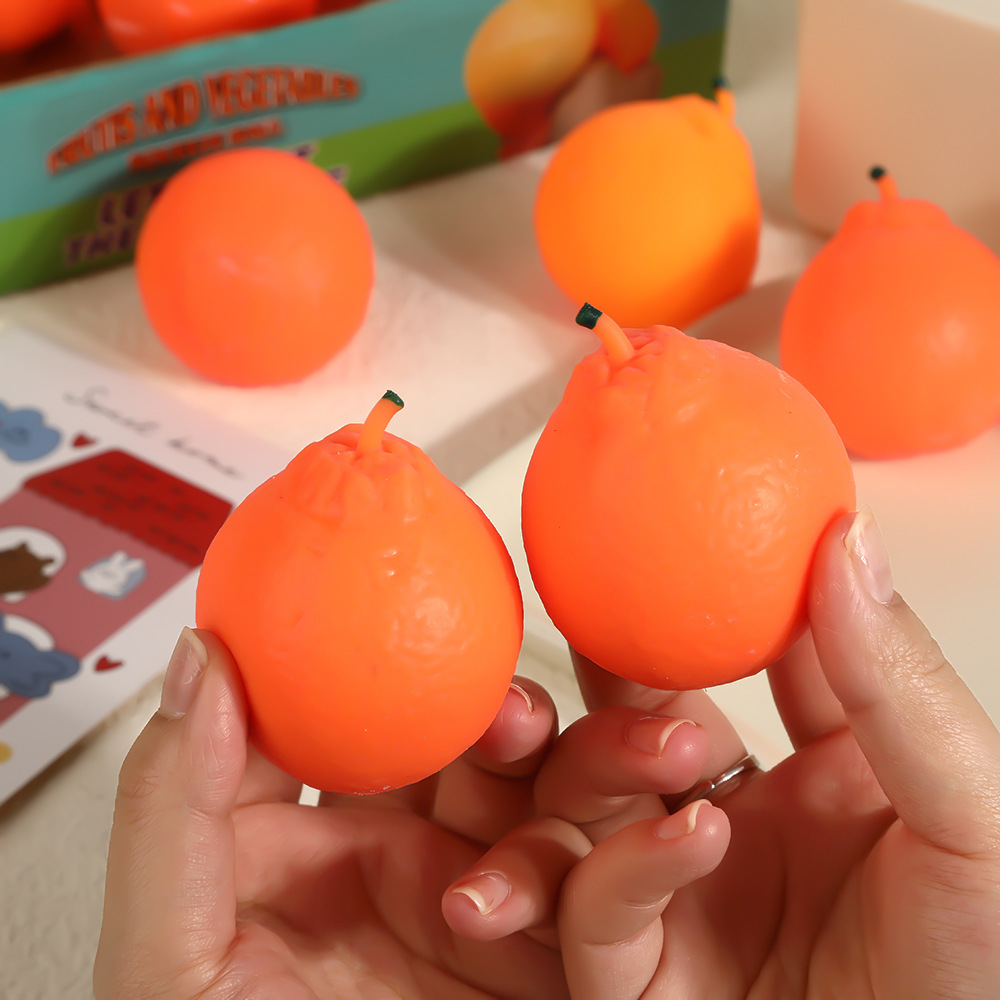 Simulated fruit orange pinching fun slow rebound children's fun stress-relieving Ugly orange food play night market stall stress-relieving toys Specification image