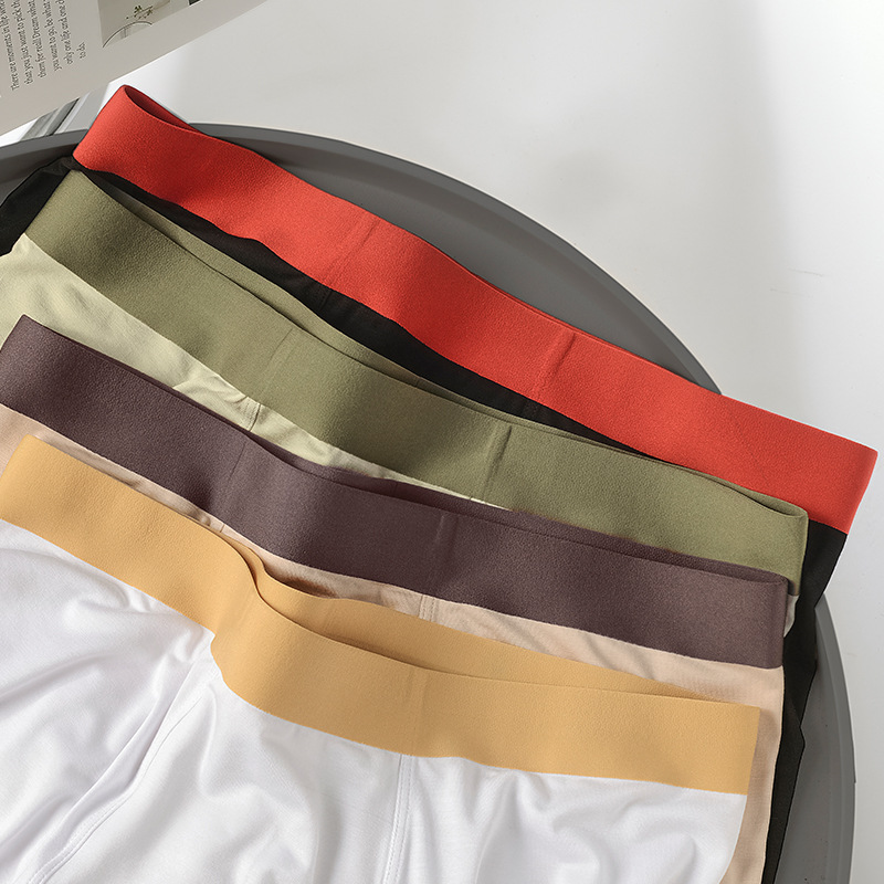 米兰新款莫代尔纯色男士无痕中腰透气平角短裤批发内衣内裤女士三角裤详情2