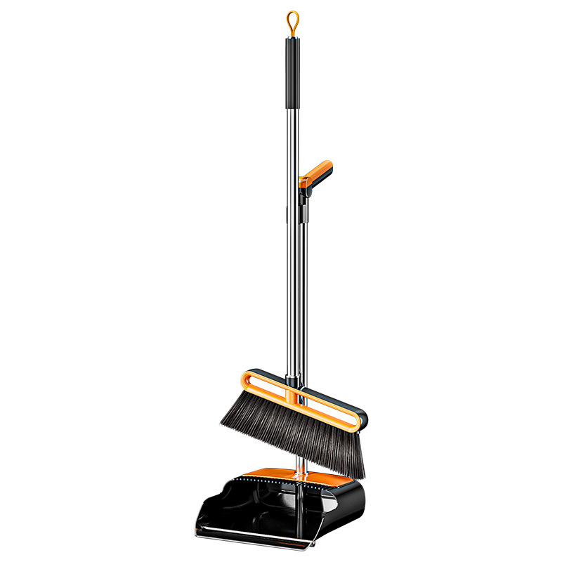 Broom and dustpan set for household student dormitory sweeping and cleaning, large-toothed, non-stick, soft-bristled broom set Item Picture