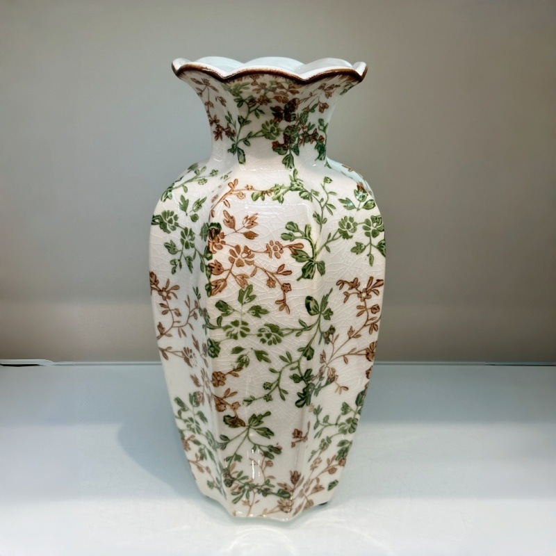 New high-end decorative items, Chinese-style retro ceramic home vases, ice-crack living room flower arrangements, and fresh flowers for the entrance hall details Picture
