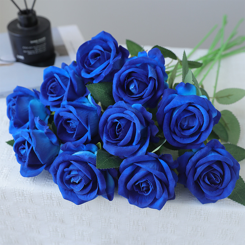 仿真绒布玫瑰花假花人造花婚庆家居户外造景礼堂装饰手捧花束