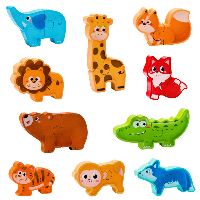 威威虎动物恐龙木质堆叠拼图3D立体开发早教婴幼儿动手堆堆乐玩具白底实物图