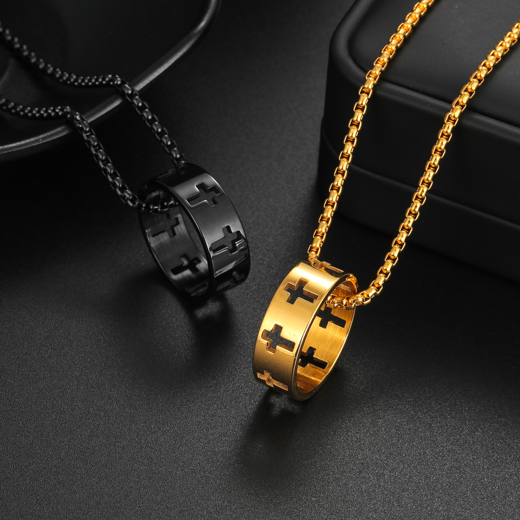 temu Xiyin selected new accessories: Amazon's best-selling stainless steel necklace with a hollowed-out cross pendant in Europe and America details Picture
