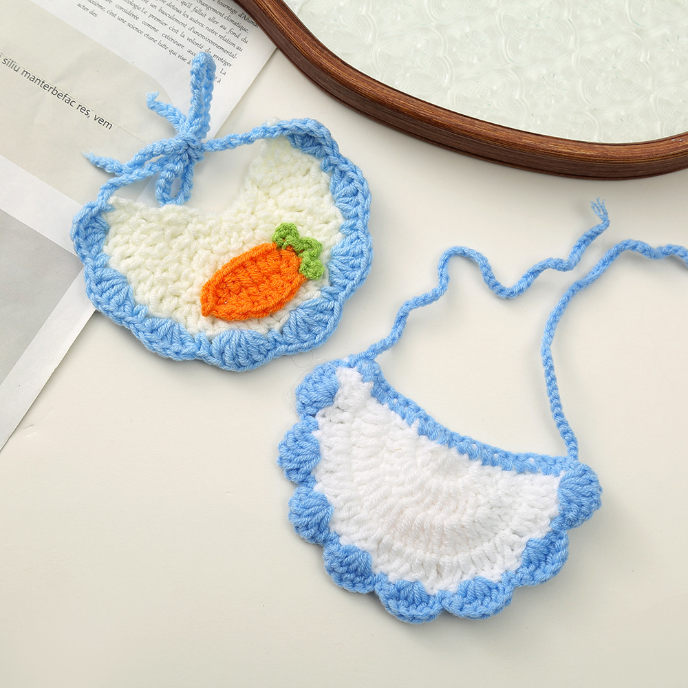 可爱迷你钩针口水巾手工编织针织毛线宠物围兜公仔玩偶DIY装饰品产品图