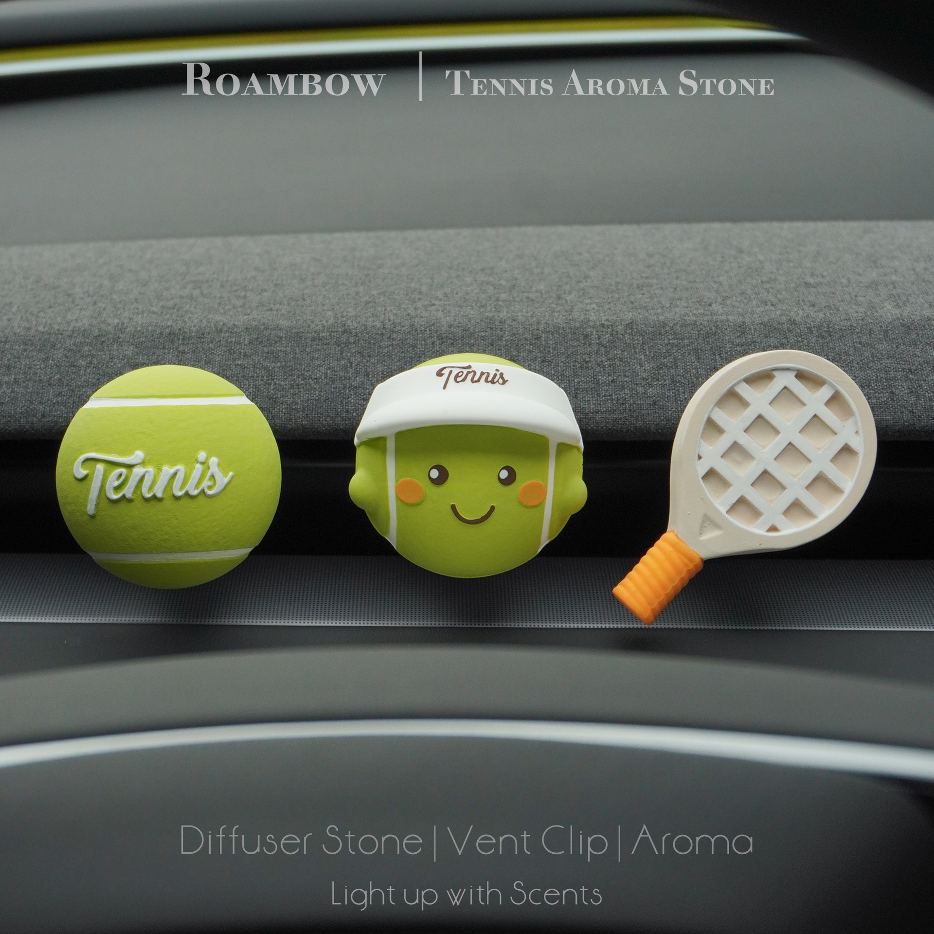 车载香薰网球挂件汽车出风口扩香石装饰品女生车饰创意新款摆件