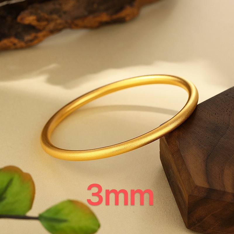 Copper gold-plated traditional method 3mm plain ring gold-plated bracelet for women, pearl nickel solid bracelet, non-fading pigment ring bracelet details Picture