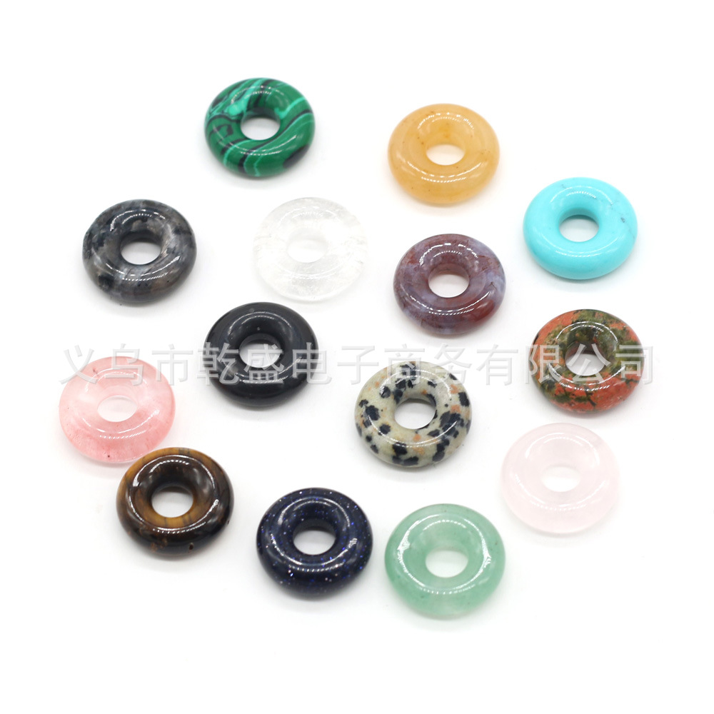 Natural stone, crystal, agate, peace pendant, tiger's eye stone, rose quartz, large hole beads, 18mmdiy jewelry accessory necklace