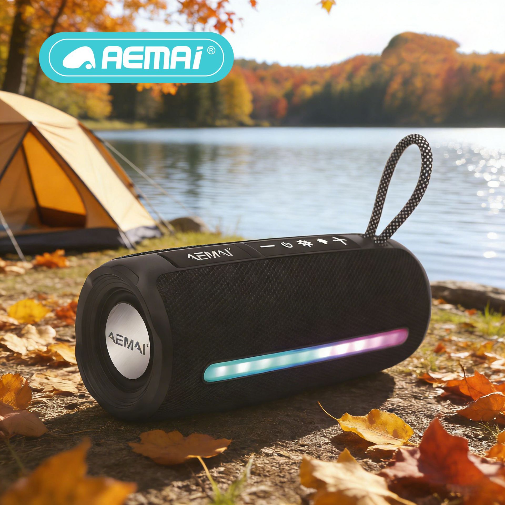 AEMAi Bluetooth Speaker B36 card-inserting outdoor portable waterproof subwoofer Small High appearance level ambient lighting Bluetooth speaker details Picture