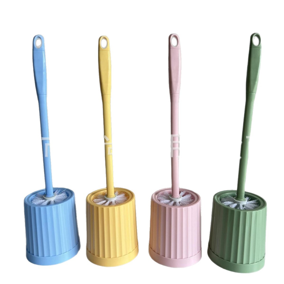 High-quality appearance level, colorful household toilet brush set with base, long-handled round head toilet cleaning set for bathroom seats Item Picture