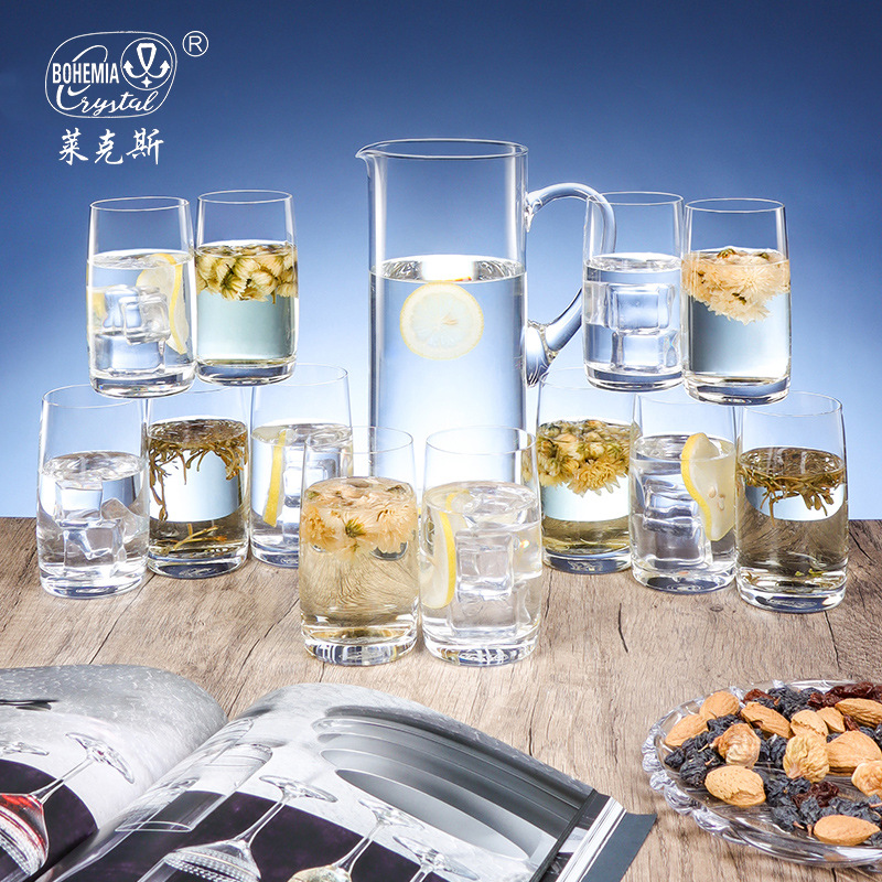 Czech imported Crystalex water cup and water bottle set, glass cup and cold water bottle gift box, practical gift for customers details Picture