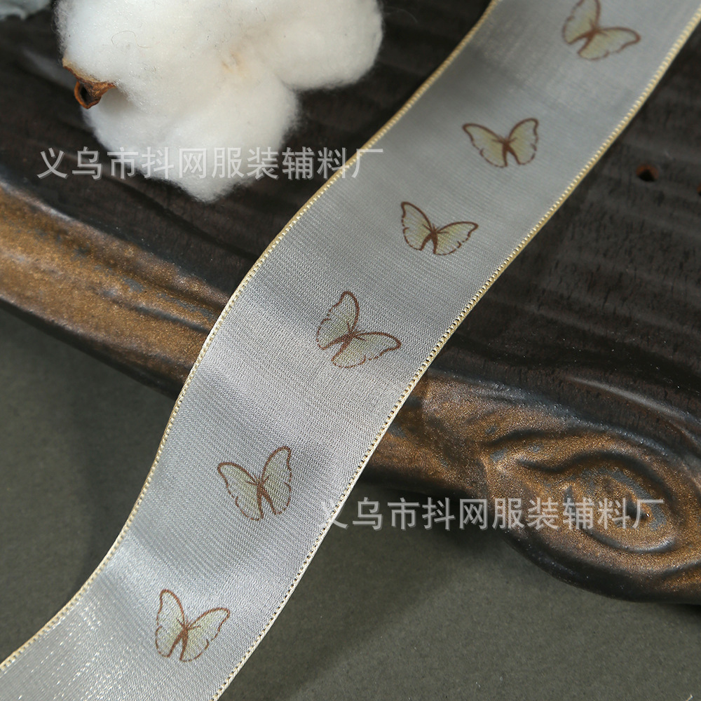 4cm color mariposa hilado con ramo de flores bolsa cinta de satén hecho a mano arco diy adornos cintas decorativas en stock Specification image