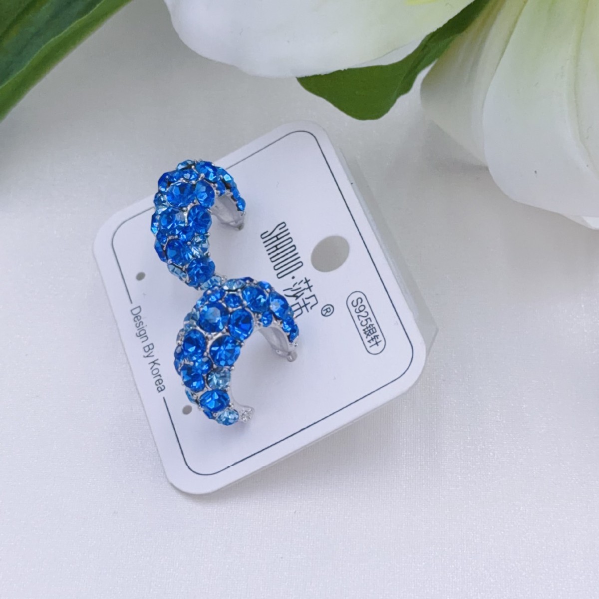 Silver needle C-ring water diamond earrings for women, 2026 new C-shaped exquisite earrings, small and versatile, popular earrings for autumn and winter Item Picture