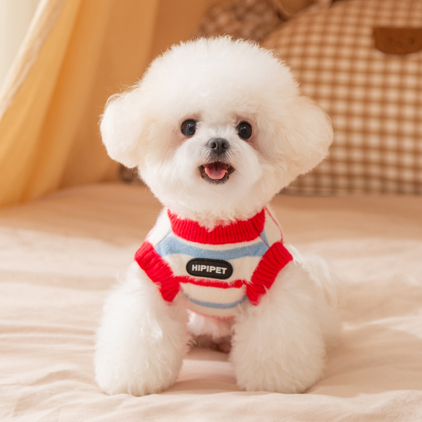 Hippie dog autumn and winter dog clothes, striped faux mink wool warm sweater, cat clothes, small and medium-sized dog pet clothes details Picture
