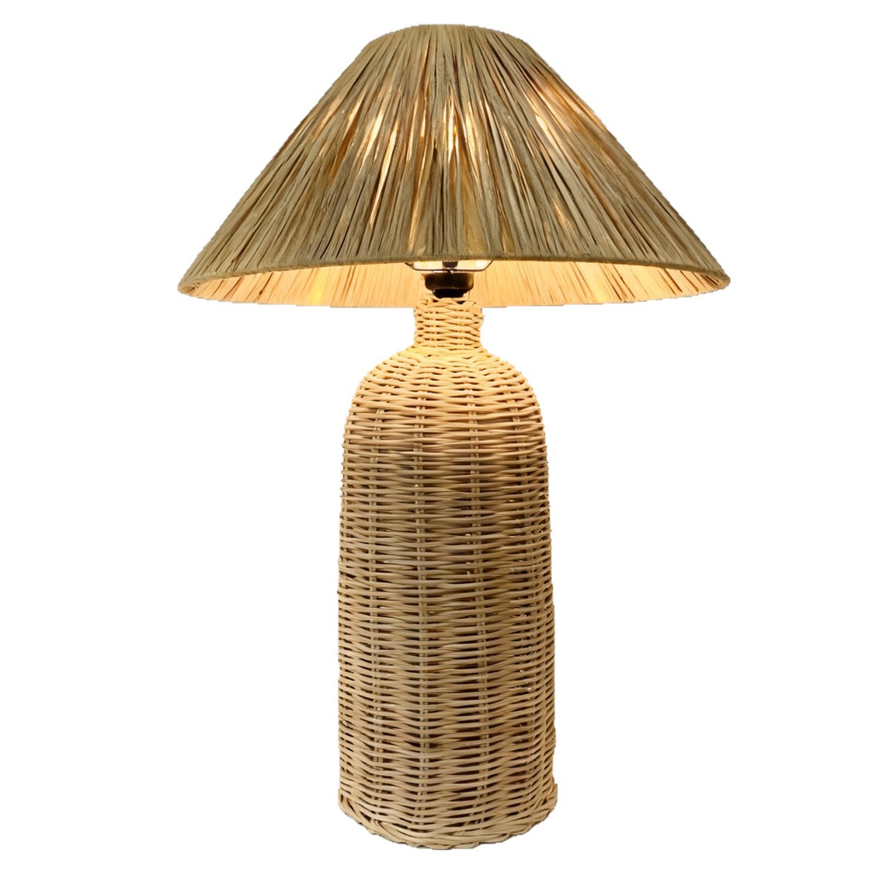 Japanese-style ins bedroom retro bedside lamp, living room homestay decoration, hotel night light, rattan weaving atmosphere table Item Picture