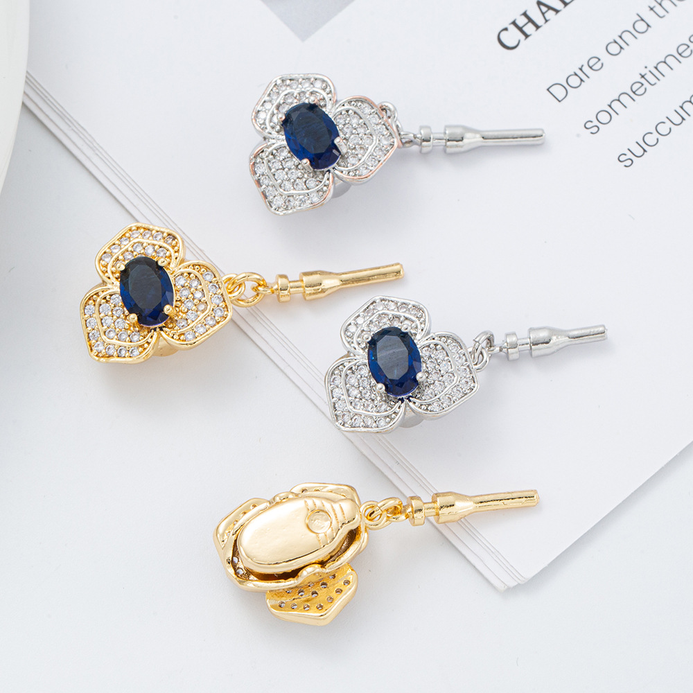 Copper-plated real gold necklace, ingot clasp, diy pearl bracelet, end clasp, clip clasp, connecting clasp, jewelry, 18k real gold Specification image