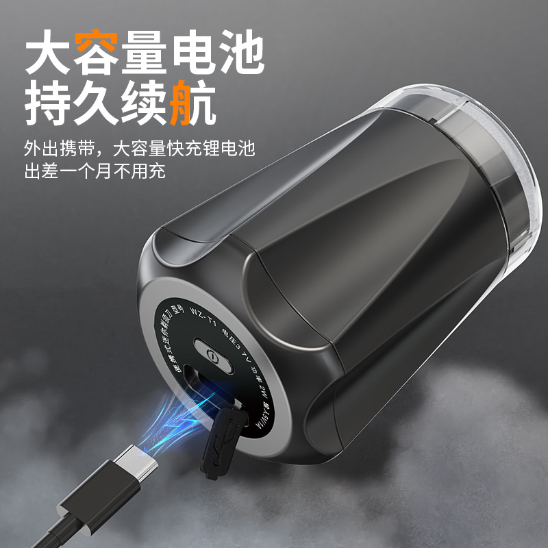 Mini afeitadora eléctrica nuevo coche de viaje portátil hogar hombre recargable scraper USB pequeño cañón de acero Specification image