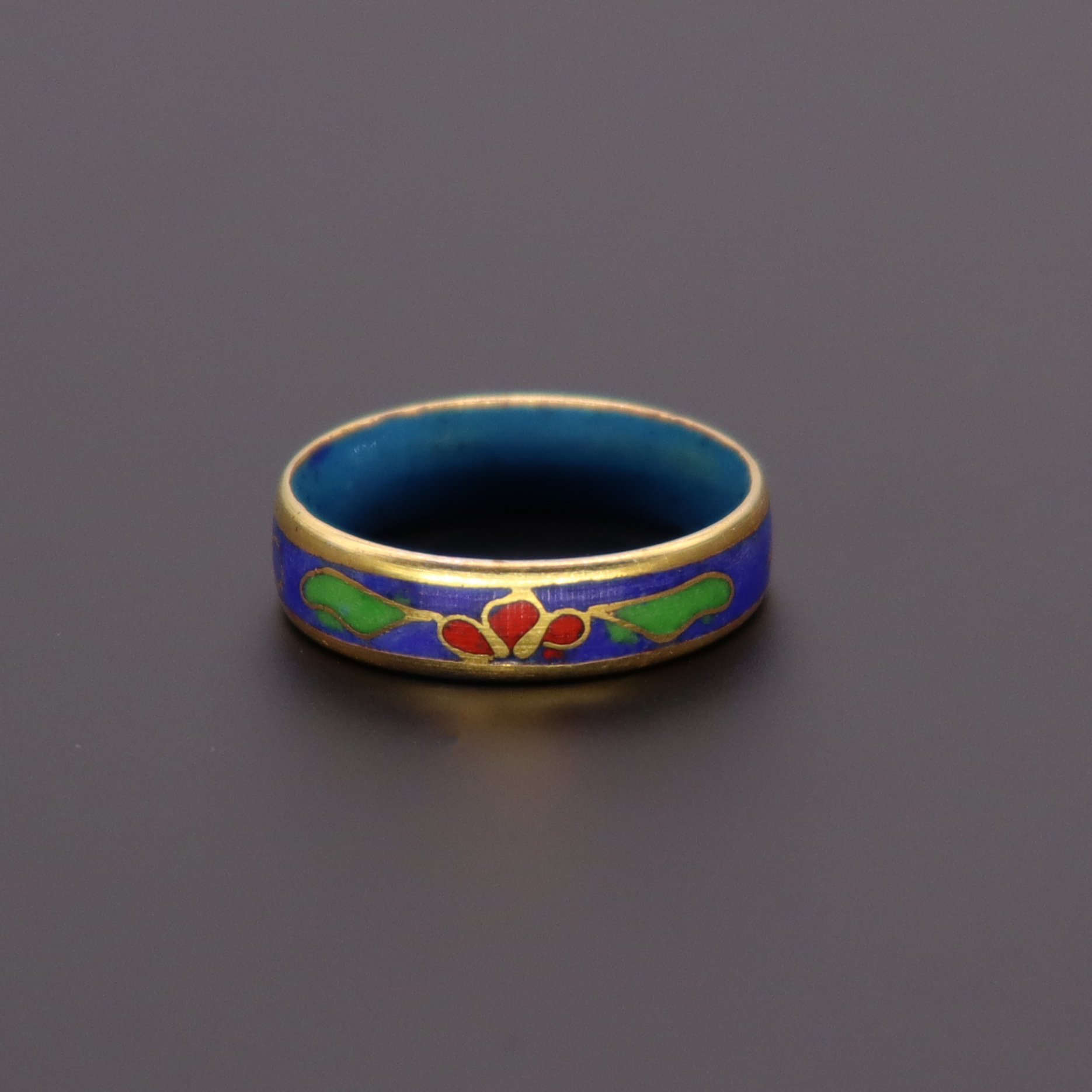 Beijing Cloisonne vintage collection from the 1980s, traditional copper body, cloisonne enamel, polished set, seven-ring finger details Picture