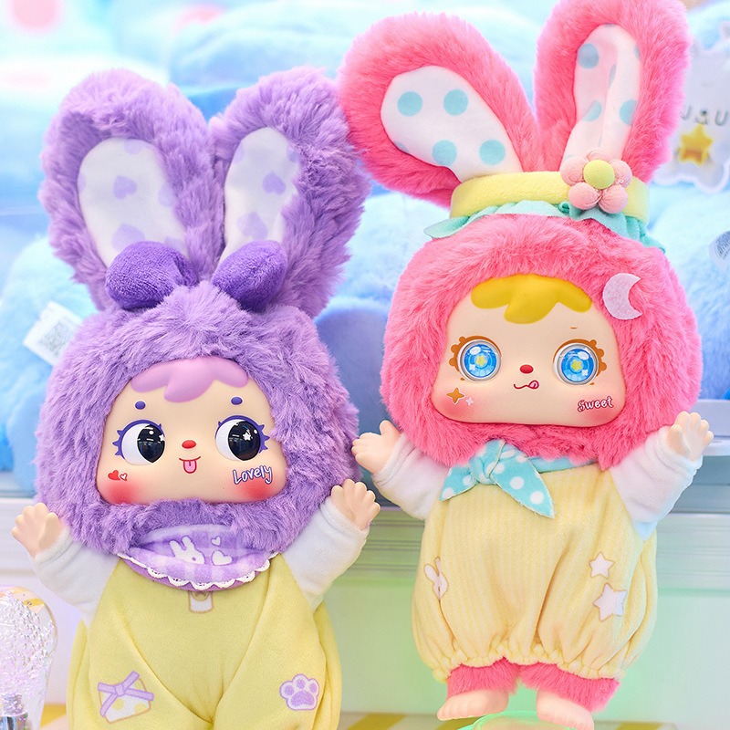 正版三小毛小熊小免的欢乐野餐系列挂件毛绒潮玩盲盒批发背包装饰