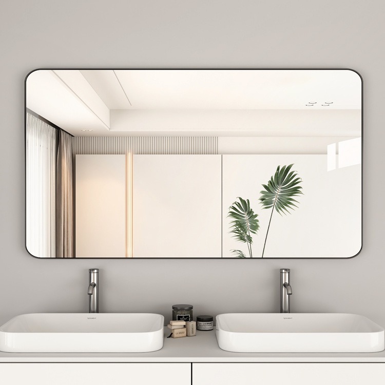 浴室镜子贴墙自粘卫生间方形发廊壁挂免打孔洗漱台挂墙式化妆镜产品图