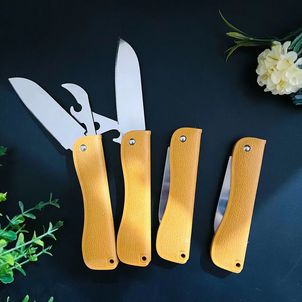 Two-purpose folding knife, multi-functional kitchen, household fruit slicer, fruit knife with bottle opener and bottle screwdriver, 2 yuan supply