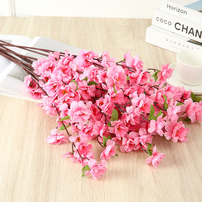 Duofu peach Blossom wholesale project Landscape tree decoration wintersweet living room floor-standing artificial flower simulation single small peach blossom full figure