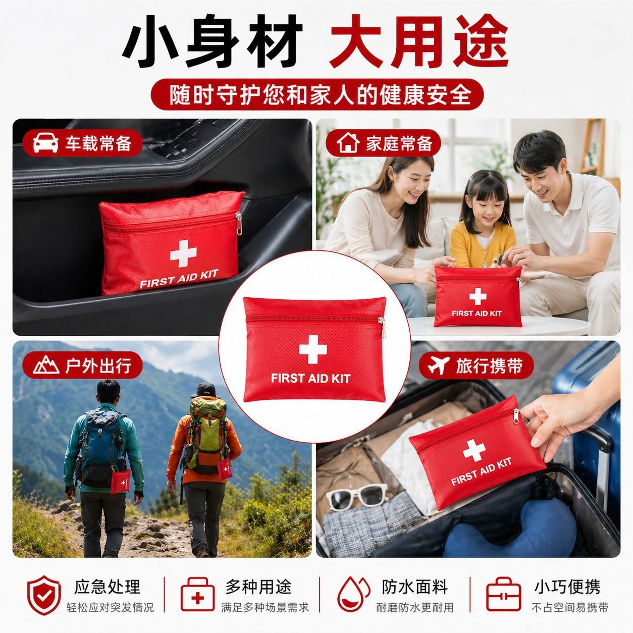 Portable epidemic prevention first aid kits, health kits, home car emergency small medicine kits, medical supplies storage kits in stock Application Scenario