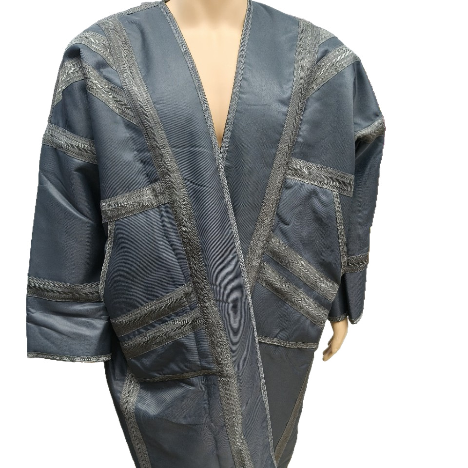 跨境热卖冬季加厚斜纹纱卡男士长袍开衫保暖无帽口袋冬袍现货白底实物图