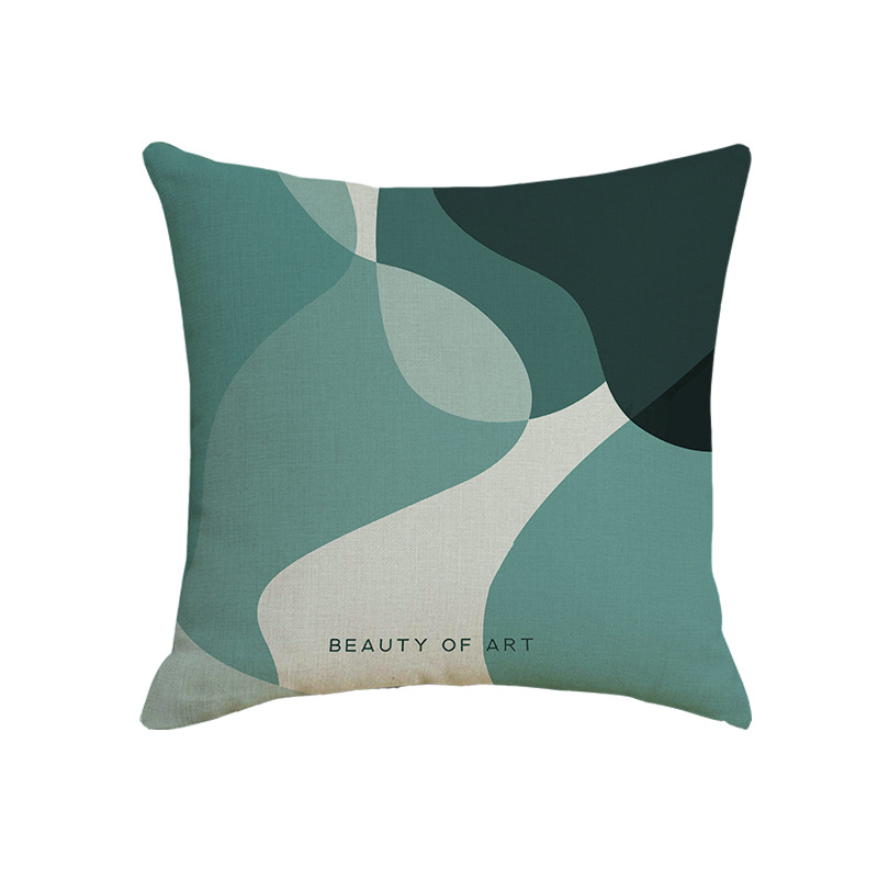 跨境现代简约几何植物印花床头靠枕套侧睡ins风办公室抱枕批发白底实物图