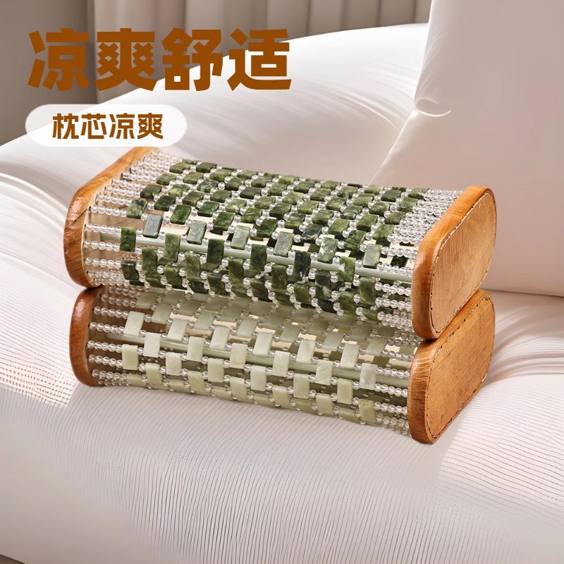 玉石保健枕天然玉石空心枕岫玉颈椎枕保健玉枕夏凉冰凉降温夏季凉席枕细节图
