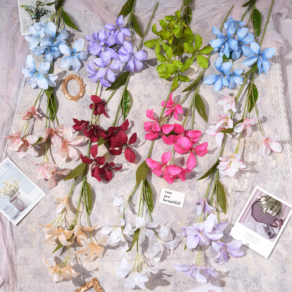 仿真火焰蓝假花束婚庆用花高级感人造绢花成品摆件客厅装饰花批发