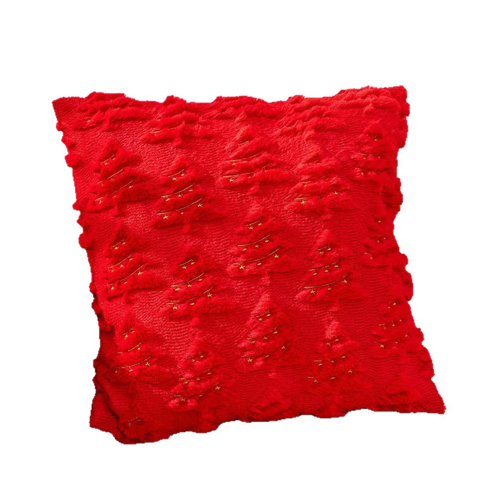 Árbol de navidad rojo almohada bordada peluche acolchada sofá festivo cojín decoración del hogar almohada Item Picture
