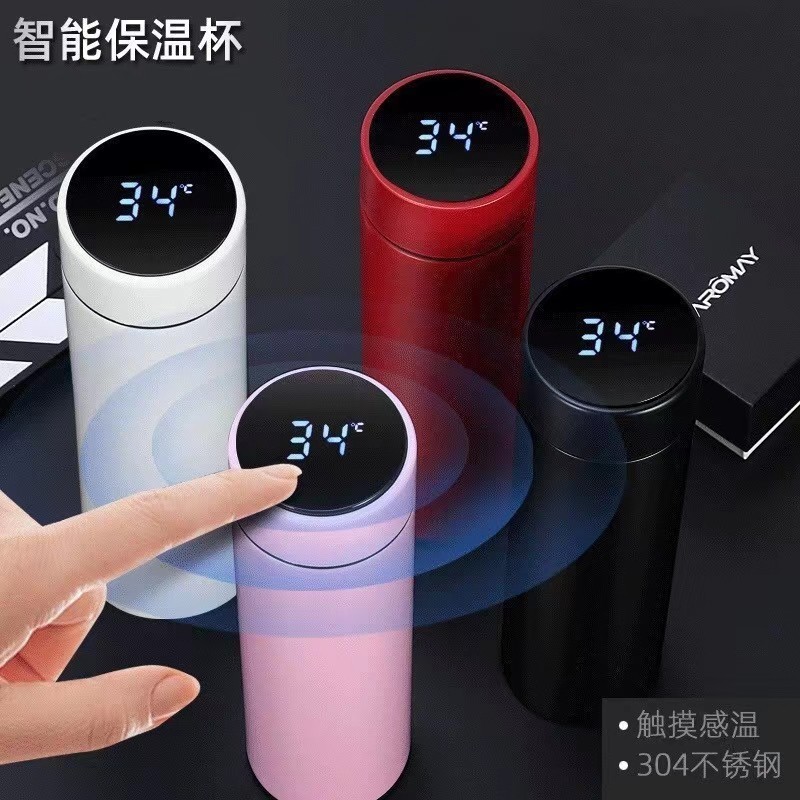 Wholesale of 304 stainless steel insulated cups with intelligent temperature display, creative business water cups for men and women, temperature-controlled cups and gift cups details Picture