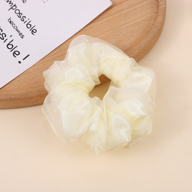 Spring and summer faux silk sweet and elegant large intestine hair band, retro solid color large intestine hair band, ponytail, bun hairstyle, elastic hair details Picture