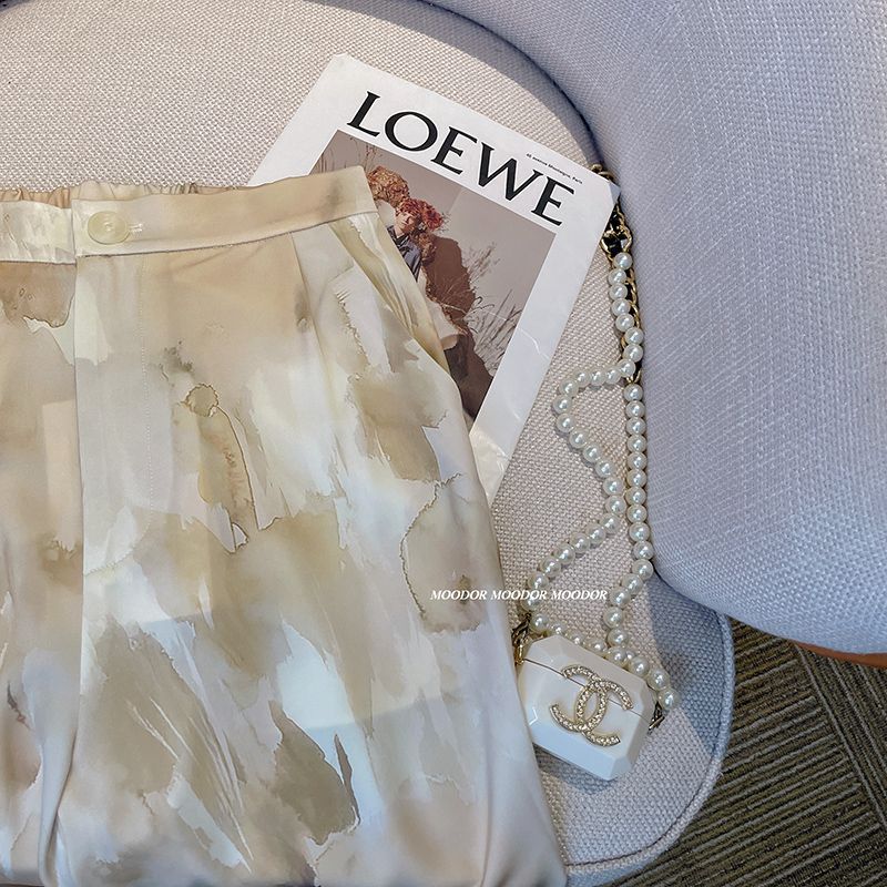 Tie-dyed wide-leg women's summer 2025 new style high-waisted, loose and slimming casual Chinese-style printed pants Application Scenario