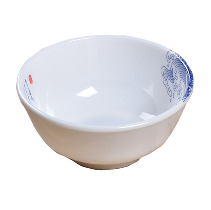 Melamine tableware A5, white decal soup bowl, threaded bowl, noodle bowl, small bowl, seasoning bowl, rice bowl, imitation porcelain tableware Item Picture