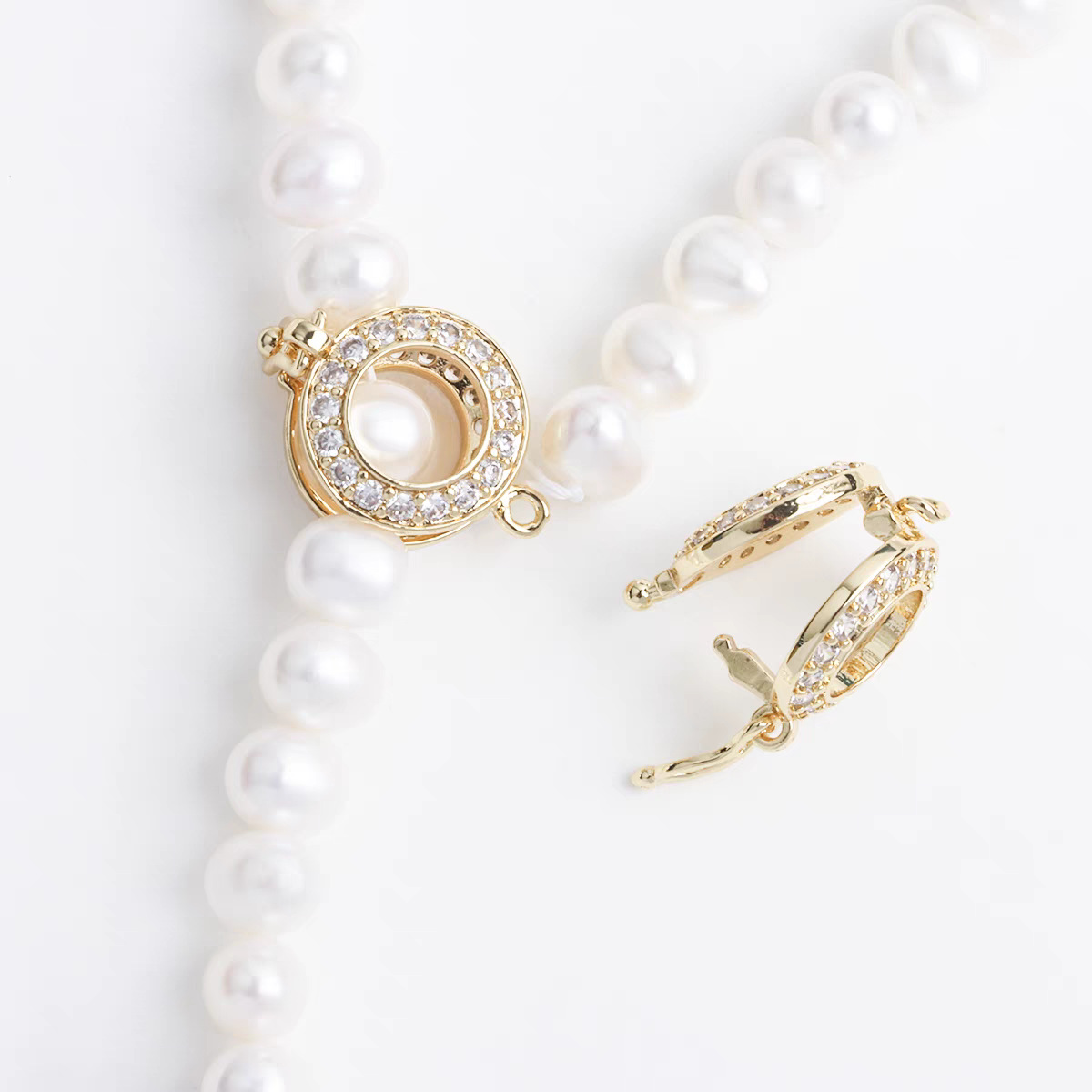 18K color-preserving gold, zircon inlaid, round heart-shaped OT clasp, diy bracelet, necklace, connecting clasp, ending clasp accessory