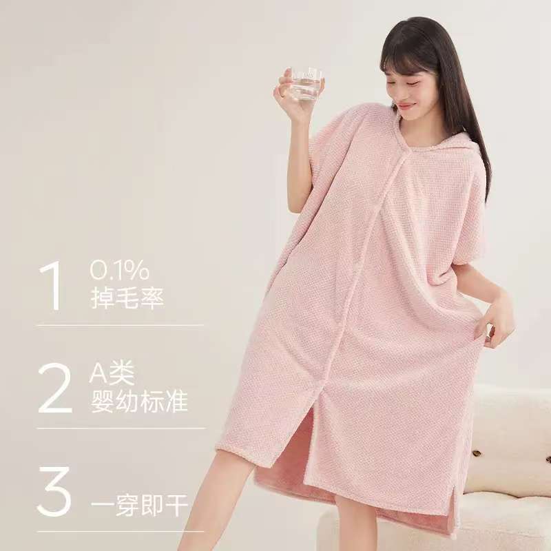 New women's bathrobes, adult embroidered bath skirts, thickened and enlarged autumn and winter cartoon cute super thick coral fleece bath towels Application Scenario