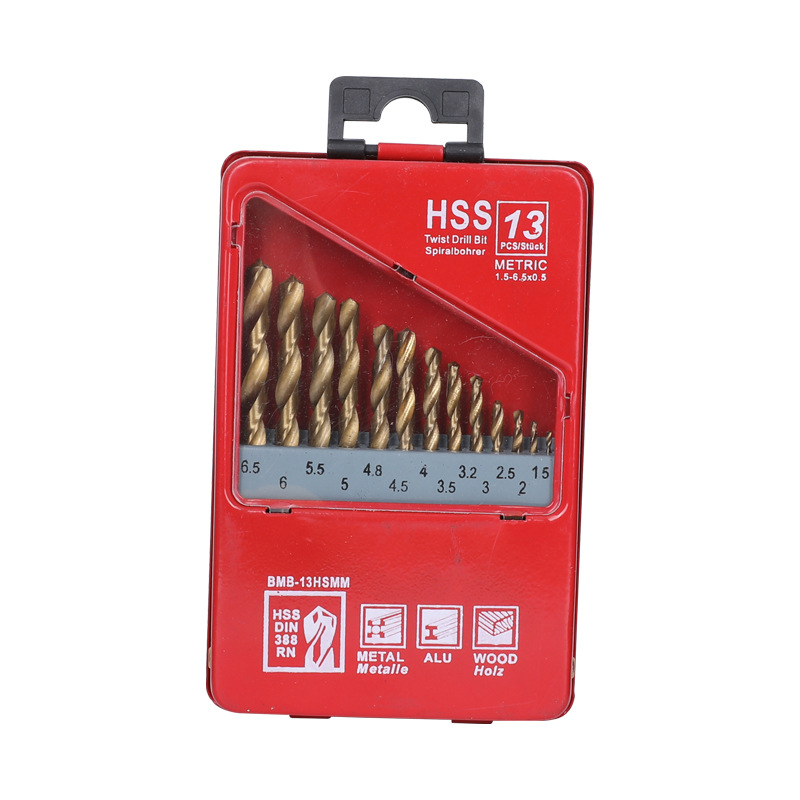 Twist drill bit set, titanium-coated high-speed steel twist drill, wooden board, thin iron sheet, aluminum alloy hole drill bit, iron box 25PC Item Picture
