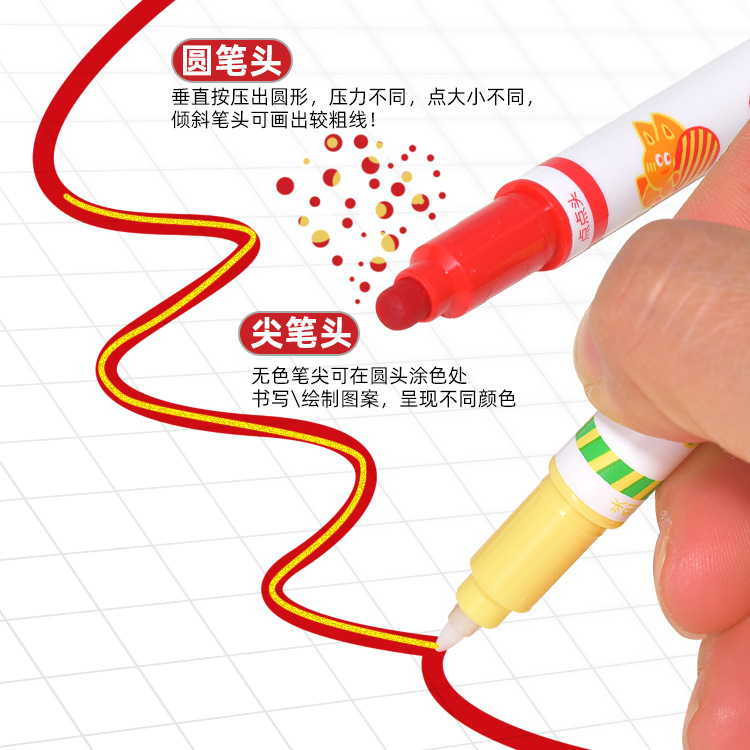 Factory direct supply of Weiya Hui Polka Dot color-changing Highlighter 028 double-headed color-changing Highlighter Duck Painting Highlighter wholesale details Picture