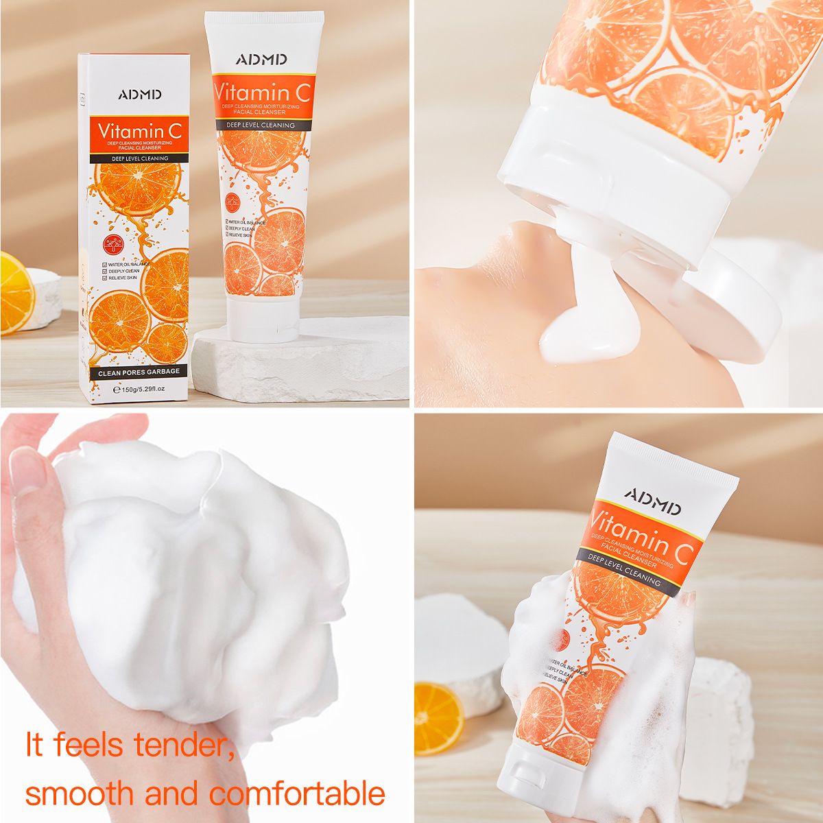 【外贸专供】ADMD维生素C深层清洁保湿洗面奶清爽控油洁面批发产品图