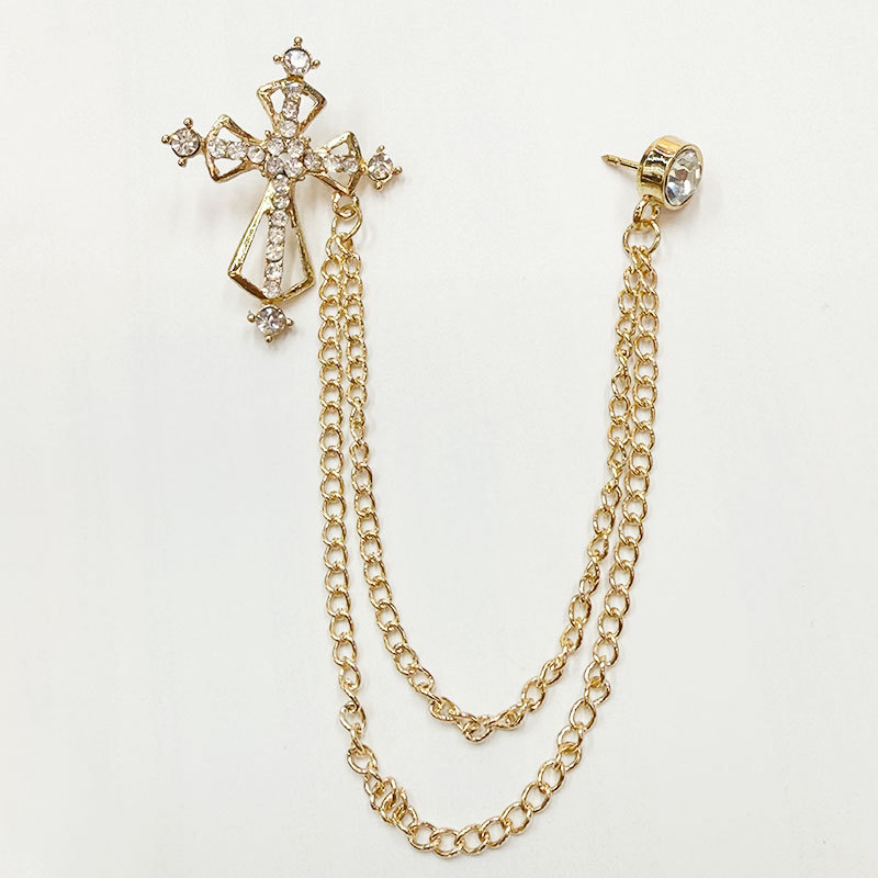 小众设计十字架胸针 锆石电镀保色ins风高级活动派对服装配饰批发